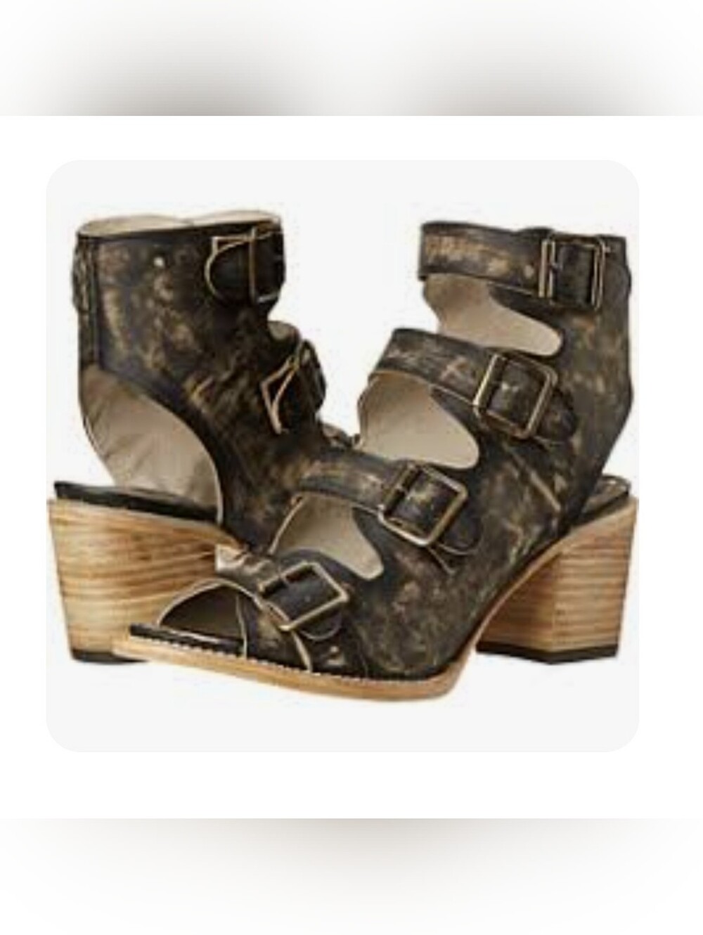 Freebird by Steven "Quail" Brown Distressed Leather Buckle  Bootie Sandal (US 9)